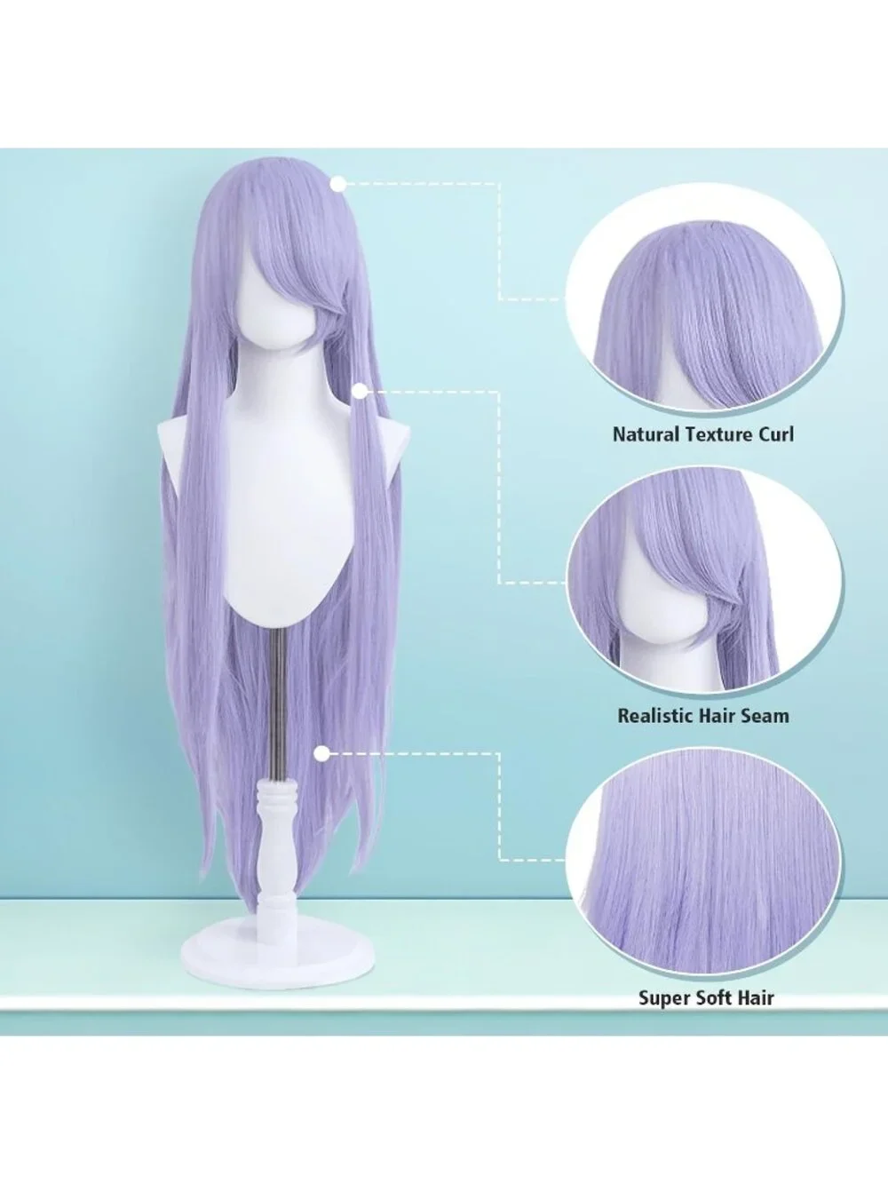 Women's Lavender 100 Cm Heat Resistant Universal Straight Costume Long Wigs